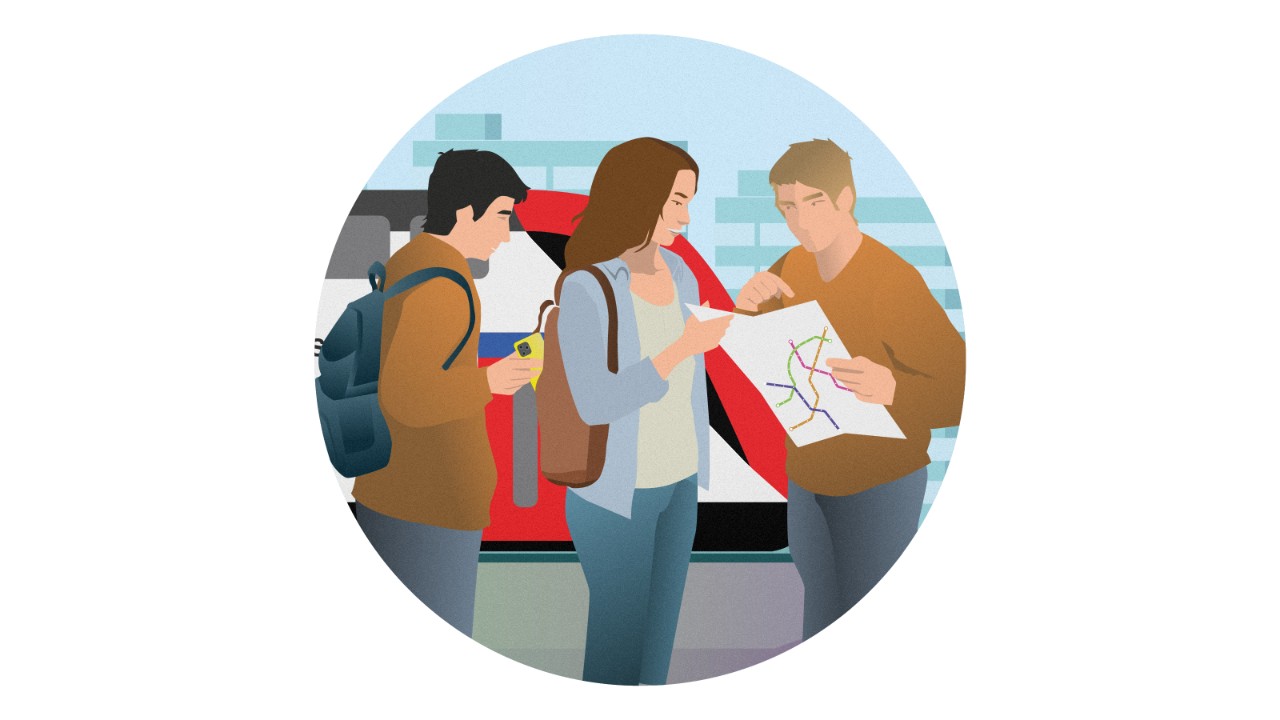 A man holds out a city map to a woman and asks for directions. The accomplice steals her valuables while the woman is distracted.