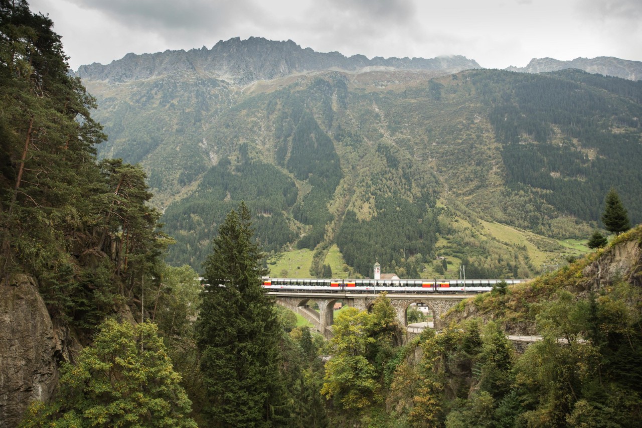 On your journey to Lugano, you travel over, under and across the imposing Gotthard massif. Enjoy the view!