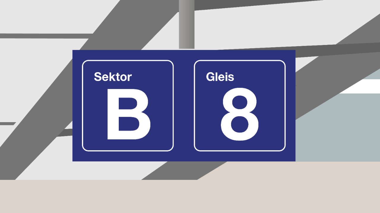 Beispiel einer Sektortafel mit Angabe des Gleises und des Sektors.