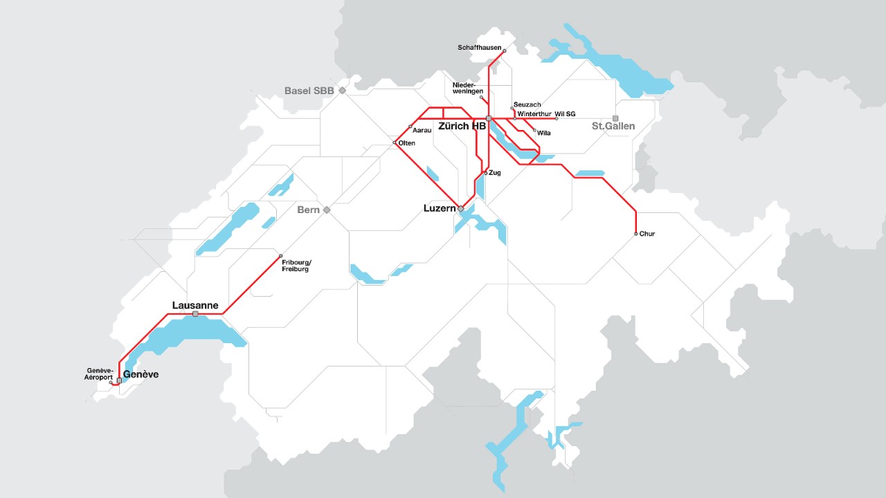 The Regio double-deck train runs mainly on the Zurich S-Bahn. It also runs in western Switzerland in the Lausanne area. 
